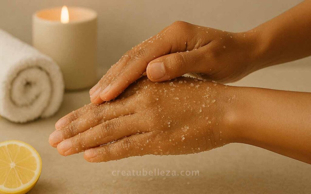 exfoliando manos secas con remedios caseros